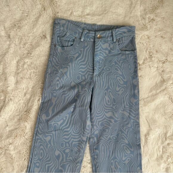 Princess Polly Addison Printed jeans size 4 blue groovy print straight leg - Picture 11 of 14